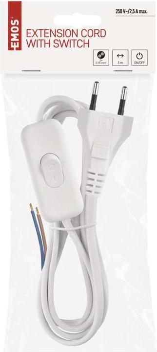 Produktbild Emos Netzkabel PVC 2x 0,75mm2, Schalter (3 m)