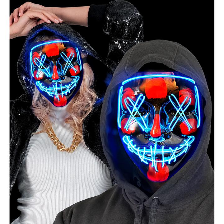 Actual product image Widmann Creepy X mask with blue LED lighting