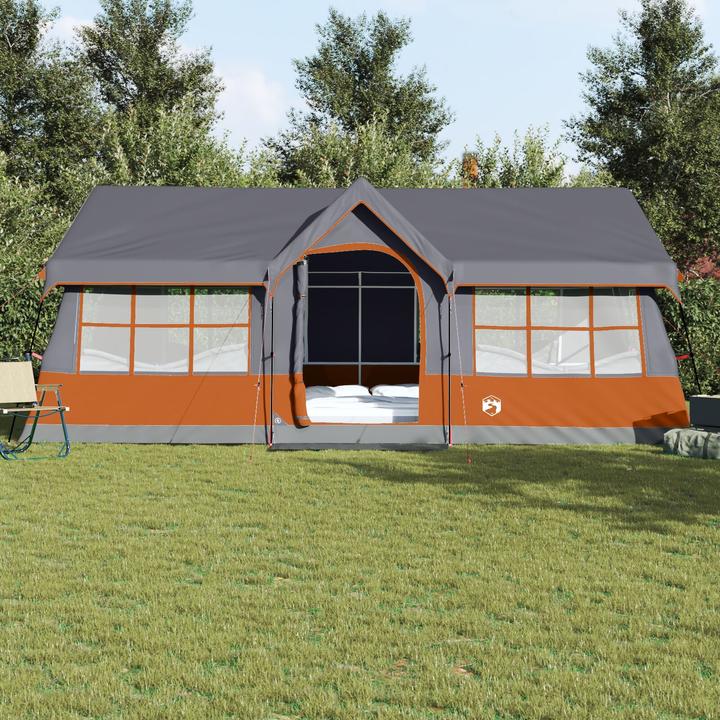 Image du produit VidaXL Tente de camping avec fenêtres Gris et orange 12 personnes étanche à l'eau (Tente igloo)