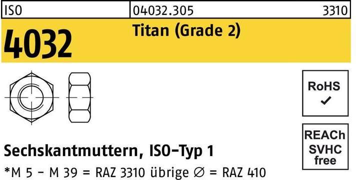 Immagine prodotto Bufab Dado esagonale ISO 4032 M 16 Titanio (grado 2) (M16)