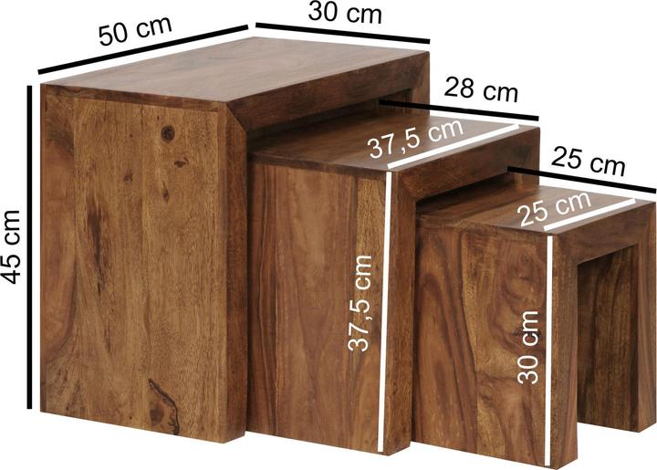 Image du produit Wohnling Mumbai (45 x 30 x 50 cm, 38 x 28 x 29 cm, 26 x 26 x 29 cm)