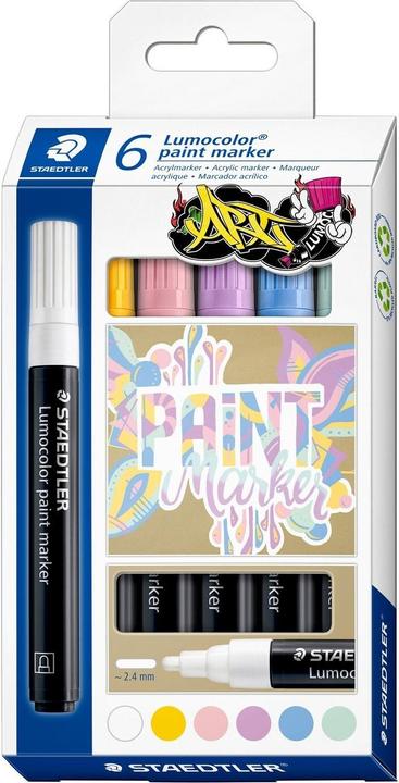 Actual product image Staedtler Acrylic marker Lumocolor set of 6 pastel-coloured (multicolour, 2.40 mm, 1 x)
