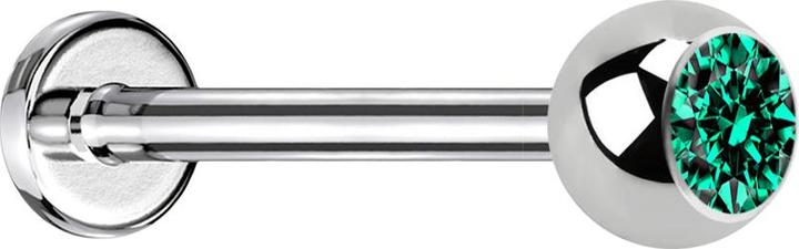 Produktbild Star Piercing Micro Labret silber mit Kugel und Kristall türkis (Chirurgenstahl 316L, ohne Messing)