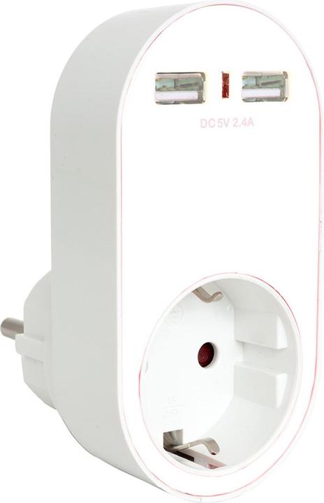 Produktbild XCell Eurostecker Steckdose mit 2fach USB Ausgang mit max 2400mA USB-Ladestrom, Farbe weiss (3500 W)