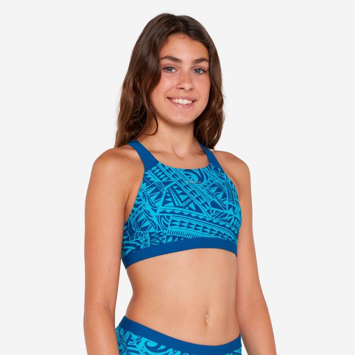 Produktbild Nabaiji Sportbikini Oberteil Mädchen - 500 Kamyleon Fatu blau/türkis (10, 11, 12)