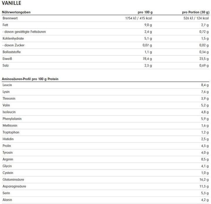Nährwerte und Zutaten ProFuel V-Protein (Schokolade, 1 Stk., 1000 g)