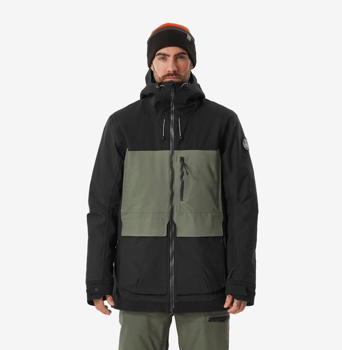 Actual product image Dreamscape Snowboard jacket men's ski jacket - SNB 500 Ziprotect khaki/black (M)