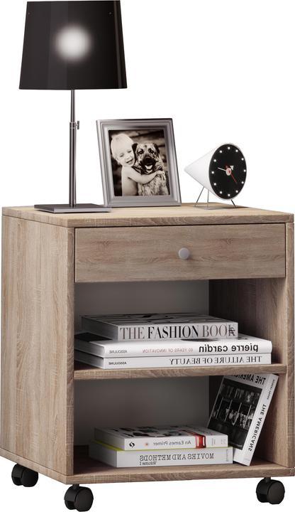 Image du produit VCM Table de nuit en bois Rolda avec roulettes (45 x 38 x 54 cm)