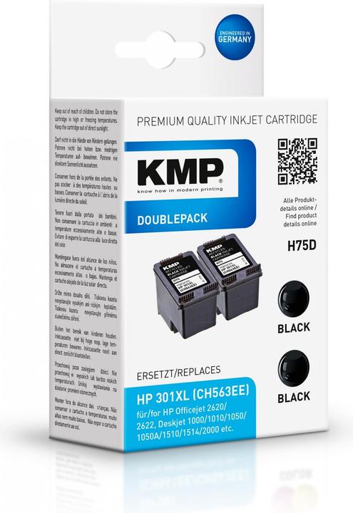 Produktbild KMP Tinte npatronen Doppelpack H75D 2 x Schwarz (BK)