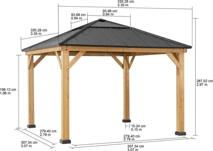 Actual product image Ventaris Montana Pavillon 3.36x3.36m Zedernholz Anthrazit (336 cm, 336 cm)