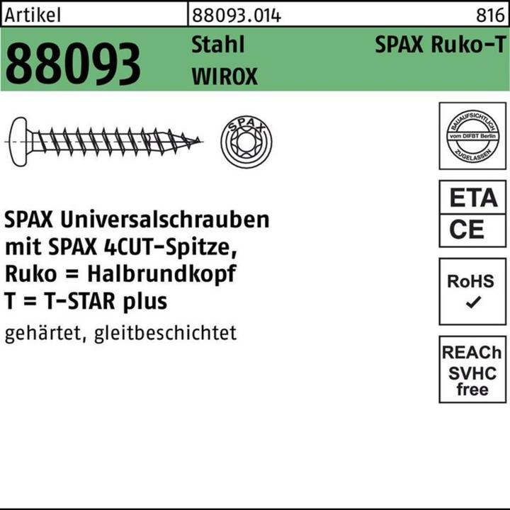 Energie-Label Spax Spanplattenschrauben PH T15 3,5x25 mm (1000 Schrauben pro Stück)