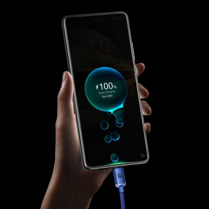 Produktbild Baseus Crystal Shine Series Fast Charging Data Cable USB to Type-C 100W 2m Blue (2 m, USB 2.0)