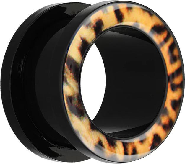 Star Piercing Flesh Tunnel mit Leopard (ohne Messing, Acryl)