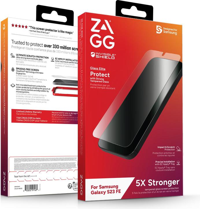 Produktbild Zagg Glass Elite Ultra-Strong, Tempered Glass Screen Protector with Recycled Glass For Galaxy S2... (1 Stück, Samsung Galaxy S21)