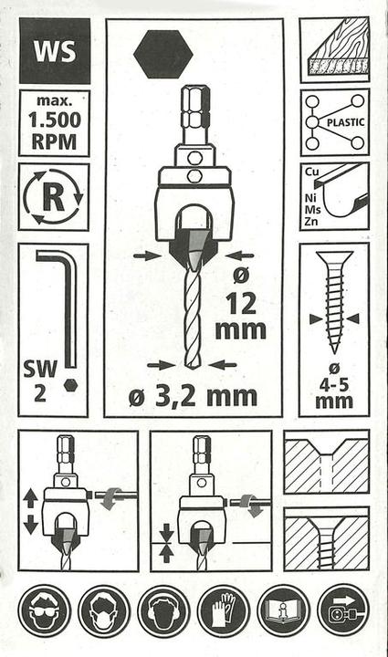 Actual product image wolfcraft wolfcraft 1 Vorbohrer m Senker+Tiefenst. ø3,2x12mm (12 mm, 3.2 mm)