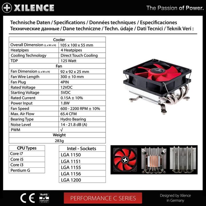 Actual product image Xilence Intel, 600-2200 ± 10% RPM, 65.4 CFM, 14 - A (55 mm)