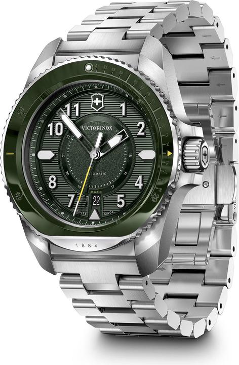 Produktbild Victorinox Journey 1884 Automatic Three hands Steel & Ceramic, Mechanische Uhr, 43 mm, Ziffernblatt Grün, Edels (43 mm)