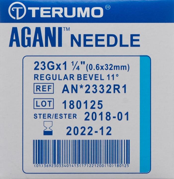 Image du produit Terumo Agani canule jetable 23G 0.6x32mm bleu (100 pcs)