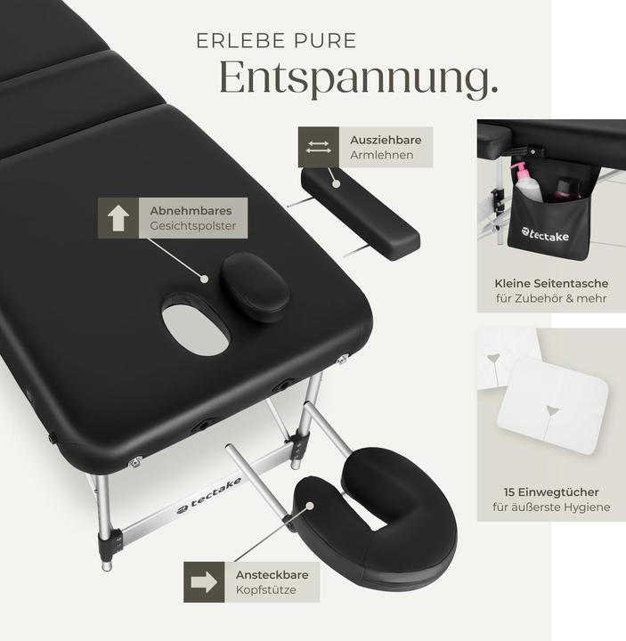 Immagine prodotto tectake 3 Zonen Massageliege mit 5cm Polsterung und Aluminiumgestell
