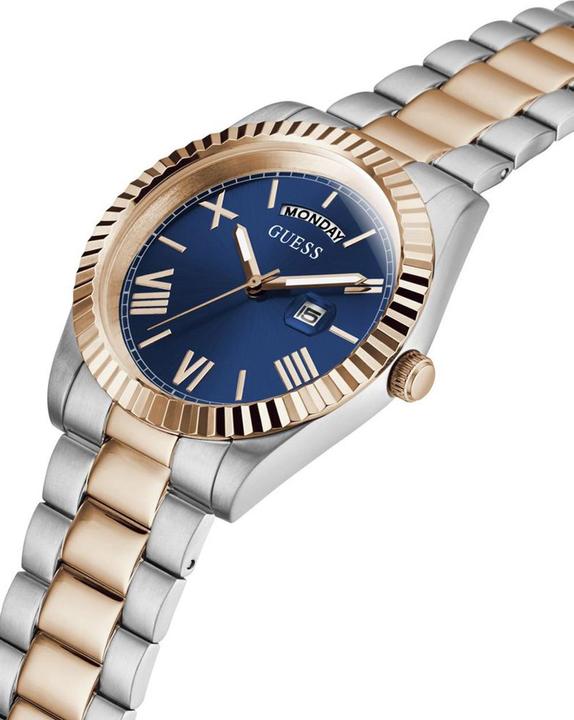 Actual product image Guess Men's Watch GW0265G12 Steel Bi-Color Rosegoud Quartz and Blue Dial (42 mm)