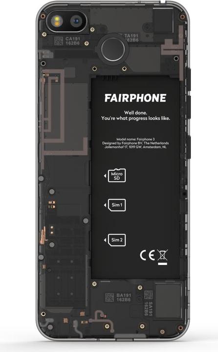 Produktbild Fairphone 3 (64 GB, Dark Translucent, 5.65", Dual SIM, 12 Mpx, 4G)