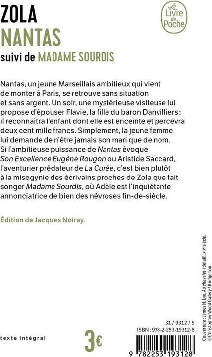 Image du produit Nantas. Suivi de Madame Sourdis (Français, Emile Zola, 2004)