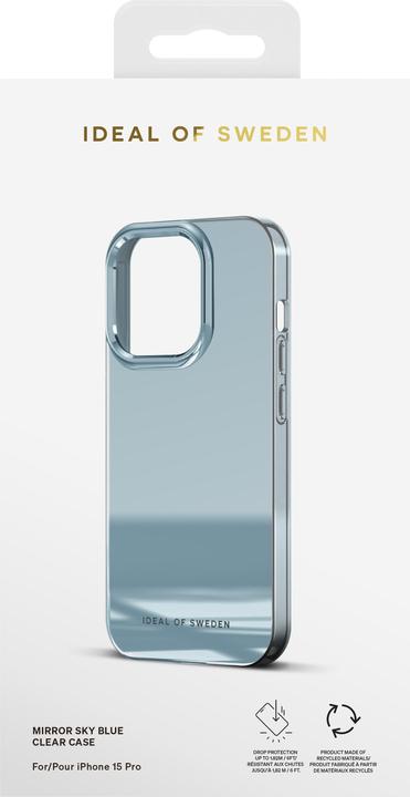 Productafbeelding iDeal Of Sweden iPhone 15 Pro Doorzichtig Hoesje, Spiegelend Hemelsblauw (Apple iPhone 15 Pro)