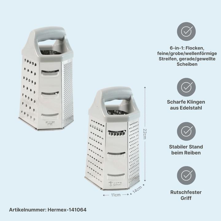 Produktbild B-Home 4er-Set Edelstahl-Küchenreiben L & XL Gemüsereiben Handreiben