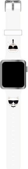 Immagine prodotto Karl Lagerfeld Pasek KLAWLSLCKW Apple Watch 42/44/45mm cinturino in silicone bianco Karl & Choupette H (Silicone)