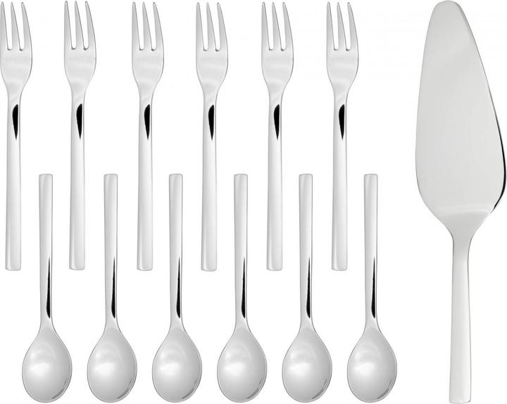 Produktbild WMF Obst- Kuchenbesteck 13tlg 6 Personen Tortenheber Nuova Edelstahl 18/10 poliert (13 Stück, Besteck Set)