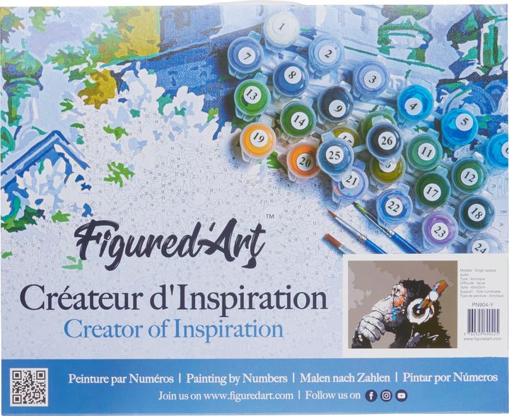 Image du produit Figured'Art Peinture par numéros "Singe avec écouteurs" 40 x 50 cm, sur châssis