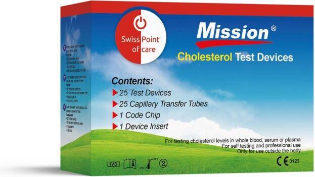 Produktbild Swiss point of care Mission 3-in-1-Cholesterin-Teststreifen (Cholesterinmessgerät)