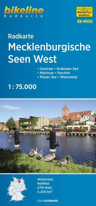 Actual product image Bikeline cycling map Germany Mecklenburg Lakes West 1 : 75 000