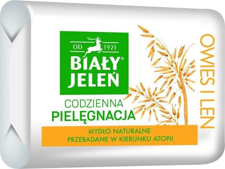 Actual product image Biały Jeleń White Deer - Hypoallergenic Premium Natural Soap Oats & Linen 100G (refill)