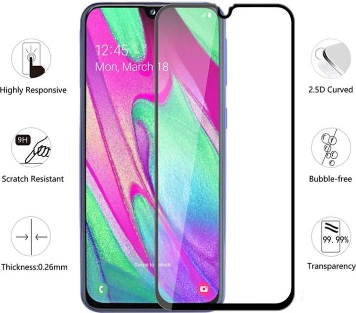Actual product image Screenguard Samsung Galaxy A40 Full Screen Protective Glass Film 2.5D 9H (1 Piece, Samsung Galaxy A40)