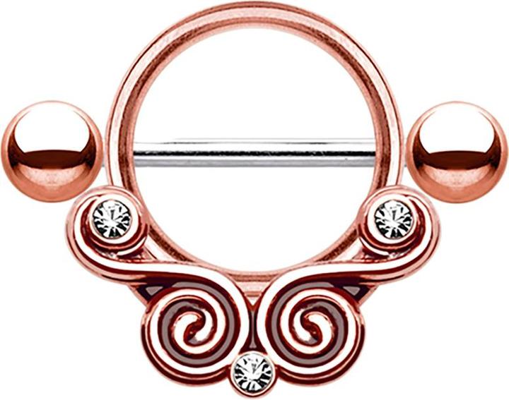Produktbild Star Piercing Barbell mit Wirbel und Kristall rosegold (ohne Messing, Chirurgenstahl 316L)