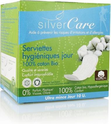 Silver Care Ultradünne BIO-Tagesbinden mit Flügeln für leichte bis mittlere Blutungen - 10 Stück - Silvercare (10 x, Damenbinden)