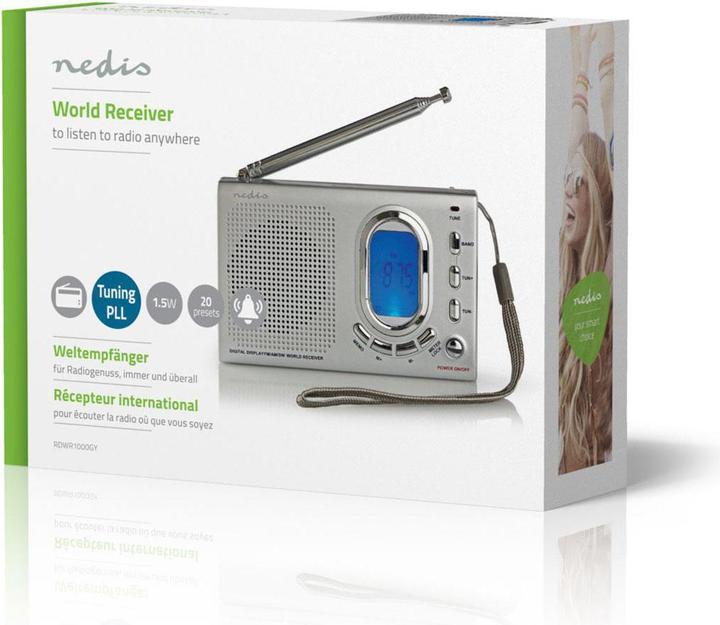 Image du produit Nedis Radio mondiale | Version portable | AM / FM / SW | Fonctionne sur piles / Alimentation secteur | Dig (AM, FM, KW)