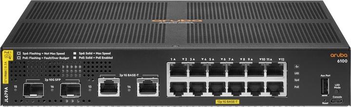Image du produit HPE Aruba 6100 12G Class4 PoE 2G/2SFP+ 139W Switch (12 Ports)