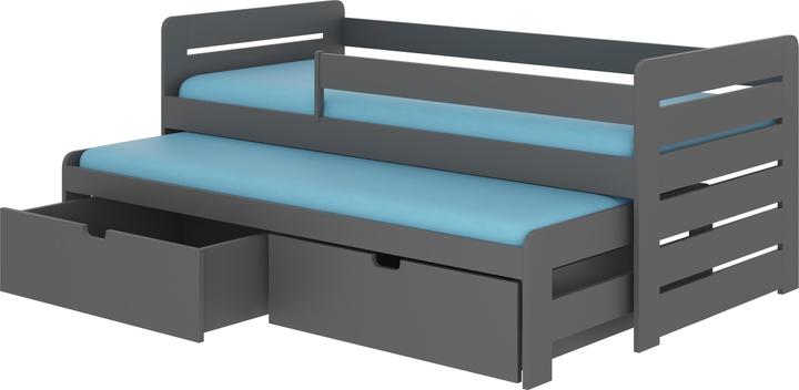 Produktbild ADRK Furniture Doppelbett mit Geländer und Matratzen TOMI 200x90 (200 x 90 cm)