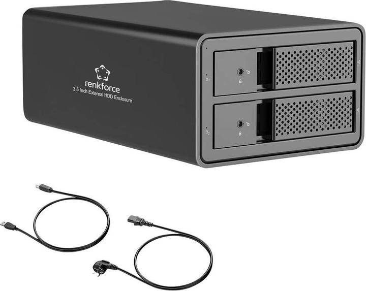 Immagine prodotto Renkforce RF-6647596 8.9 cm (3.5 Zoll) Festplattengehäuse 2 Bay 3.5 Zoll USB-A ( (3.5")