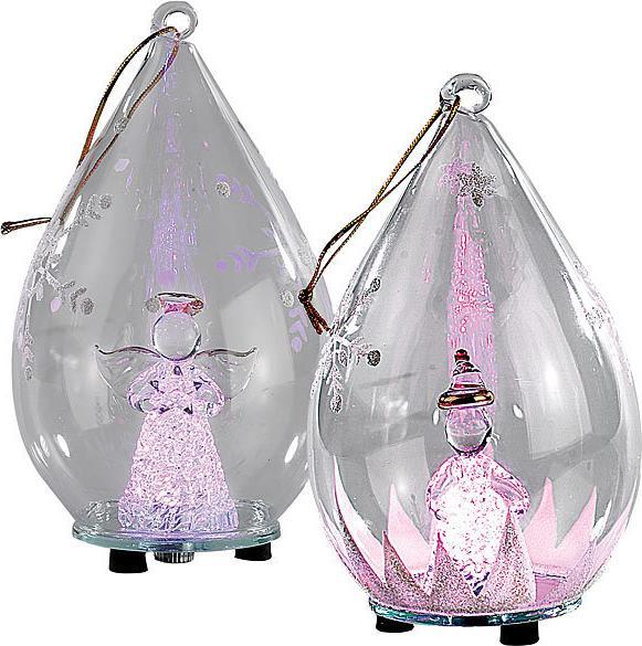 Image du produit Lunartec Ornements en verre LED soufflés à la bouche en forme de goutte, lot de 2 (2 -pièce)