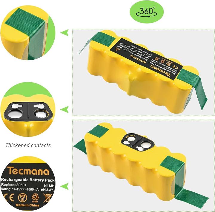 Produktbild Tecmana Ersatzakku für iRobot Roomba Modelle 500 bis 800