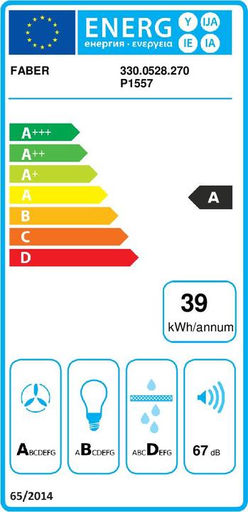 Energy Label Faber Glam Fit 55 BK (Wall hood)