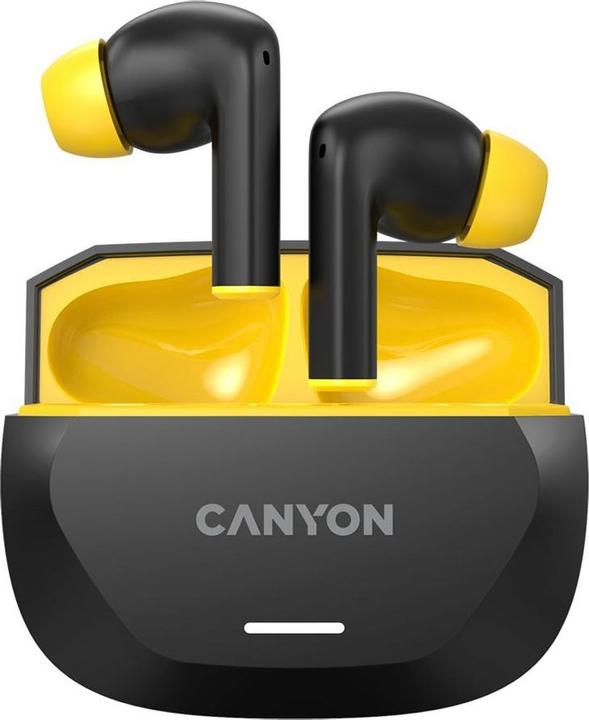Actual product image Canyon Wireless headphones headset HEXAGON 7 TWS ANC+ENC Wireless Charge Black Yellow (6.50 h, Cable)