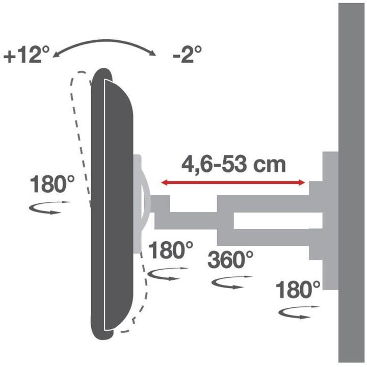 Image du produit Techly Kit de fixation (fourche d'interface, 3 articulations, support mural à bras pivotant) - pour (Mur, 55", 30 kg)