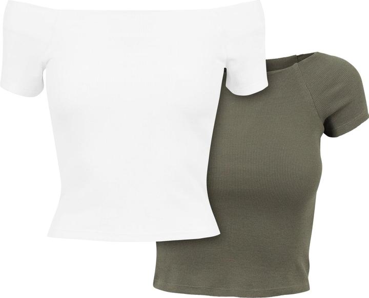 Urban Classics Ladies Off Shoulder Rib Tee 2-Pack