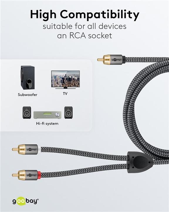 Actual product image Goobay Cinch Y-cable, 2 m, Sharkskin Grey (2 m, Cinch)