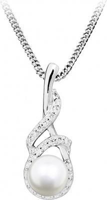 Silver Cat Gentle necklace with pearl and zircons SC413