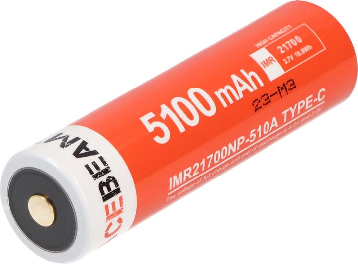 Produktbild AceBeam 21700 Li-ion Akku mit starken 5100mAh USB-C max. Entladestrom 20A, 77,8 x 21,37mm (1 Stk., 21700, 5100 mAh)